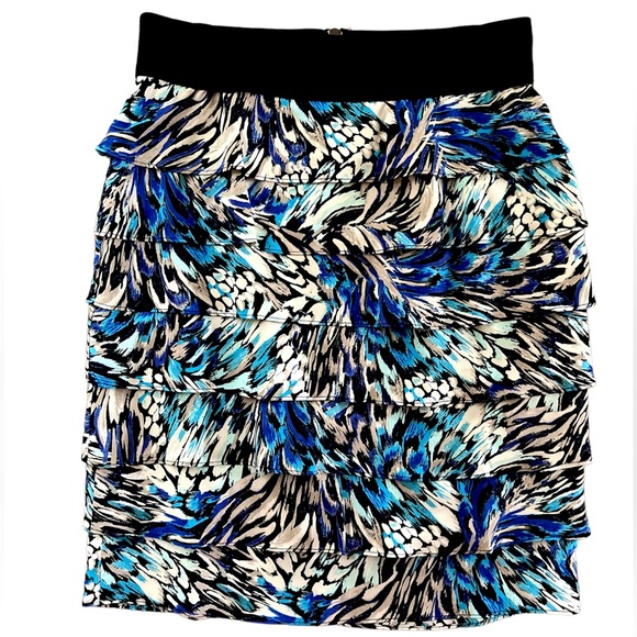 Alfani Dresses & Skirts - Alfani tiered skirt NWT, Beautiful blue, cream, aqua print. Size 4P